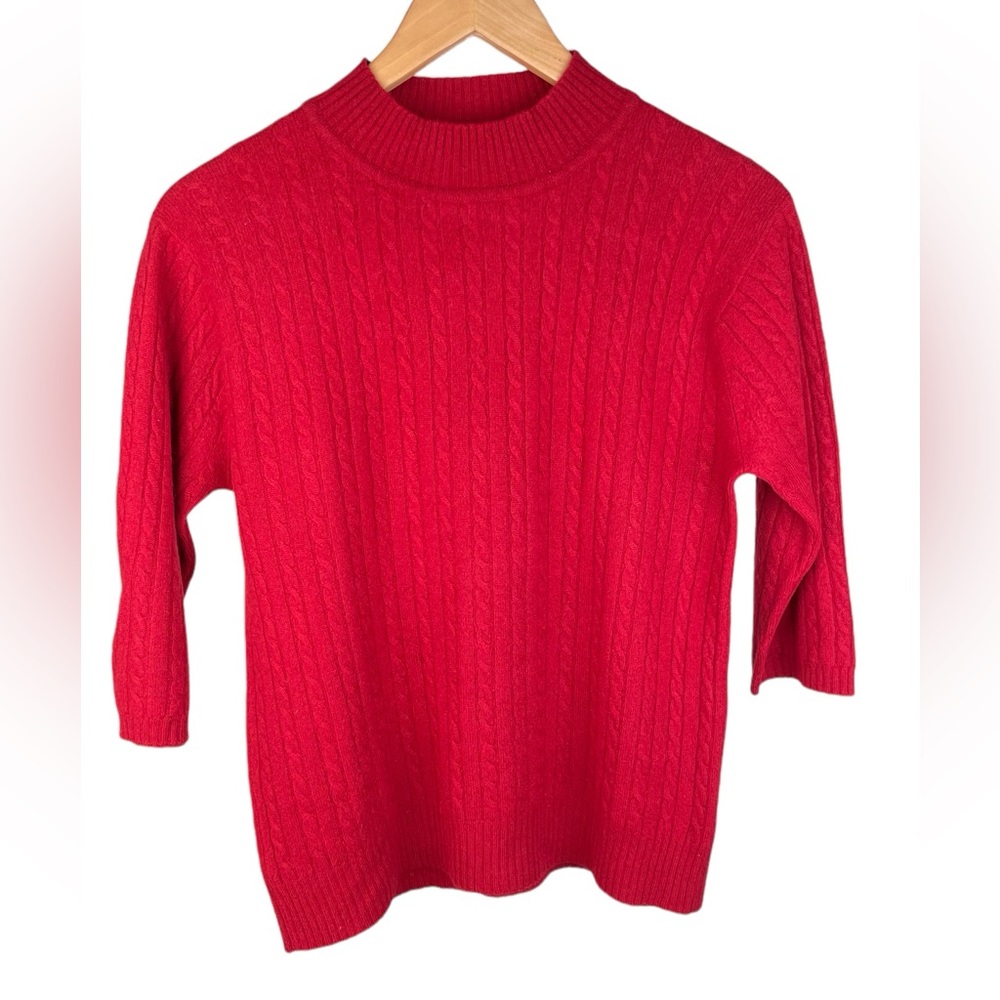 Cashmere sweater short sleeve for spring, red small cashmere sweater